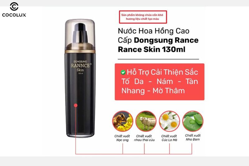 Thành phần chính của nước hoa hồng Dongsung Rannce giảm nám & dưỡng sáng da 130ml