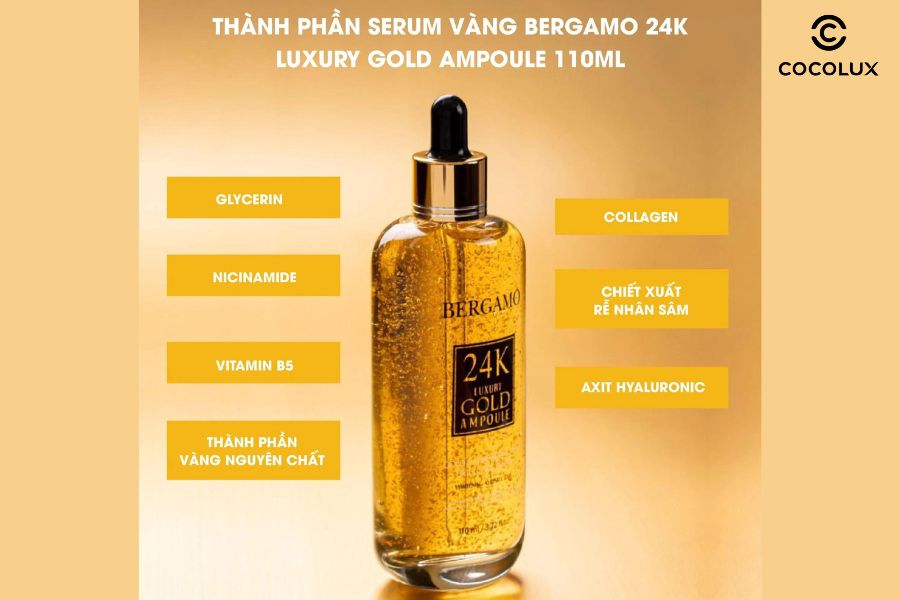 Thành phần tinh chất Bergamo vàng 24k luxury gold ampoule