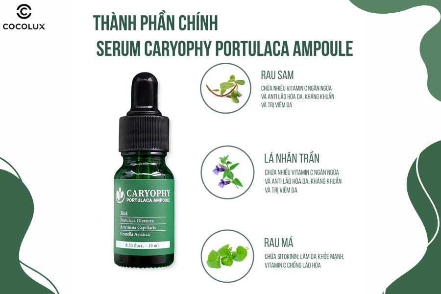 Th&agrave;nh phần ch&iacute;nh của tinh chất Caryophy Portulaca Ampoule 3in1