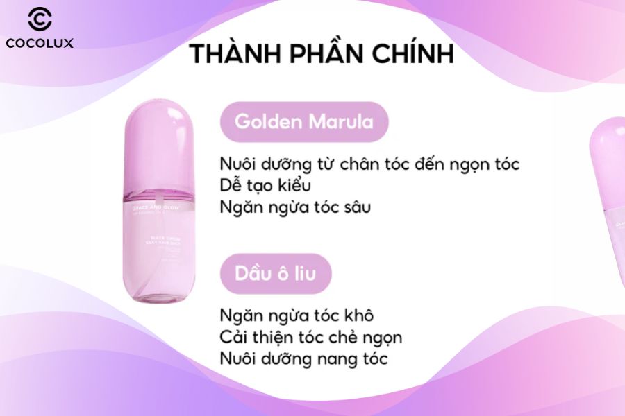 Th&agrave;nh phần ch&iacute;nh của xịt dưỡng t&oacute;c Grace And Glow Black Opium 100ml