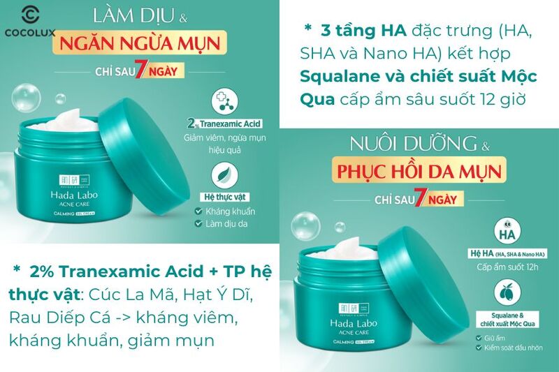 Th&agrave;nh phần sản phẩm Gel Dưỡng Ẩm Hada Labo Acne Care Calming