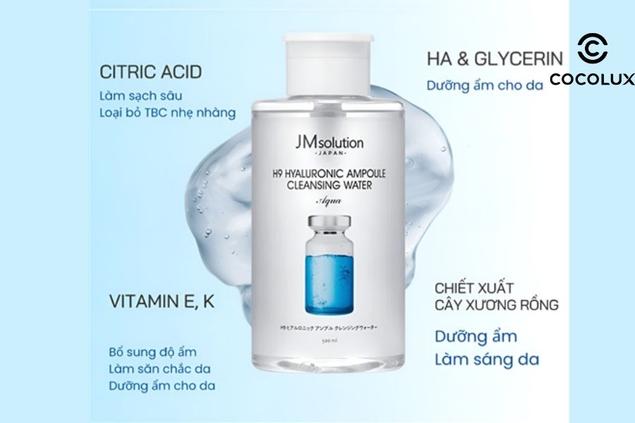 Thành phần nổi bật của nước tẩy trang JMsolution H9 Hyaluronic Ampoule