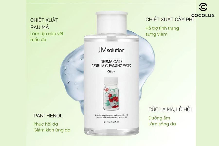 Thành phần nổi bật của nước tẩy trang JMsolution rau má Derma Care Centella