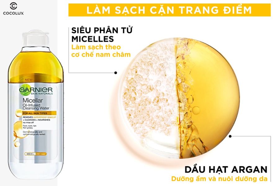 Th&agrave;nh phần nước tẩy trang Garnier Micellar Oil Infused Cleansing Water
