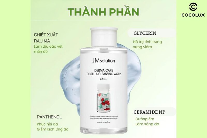 Thành phần nước tẩy trang JMsolution rau má derma care centella