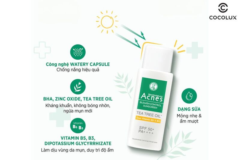 Th&agrave;nh phần của sản phẩm Sữa Chống Nắng Acnes Blemish Control Sunscreen