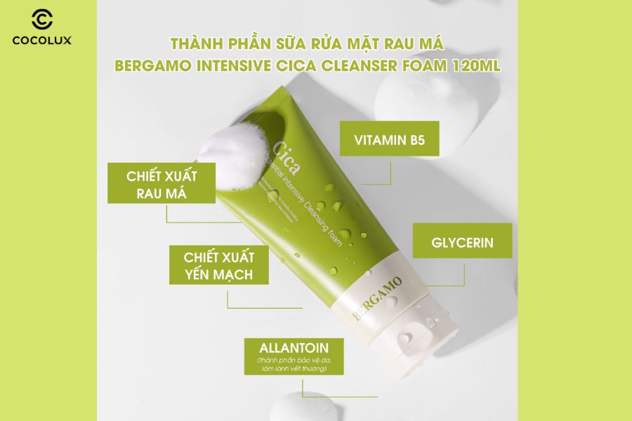 Th&agrave;nh phần của sữa rửa mặt Bergamo