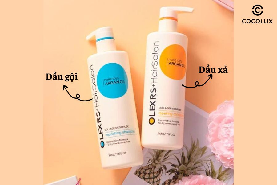 Thiết kế bao bì bộ sản phẩm dầu gội và xả Olexrs Hair Salon ngăn ngừa rụng tóc 