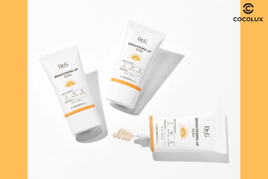 Thiết kế bao bì của kem Chống Nắng Dr.G Brightening Up Sun SPF50+ Nâng Tone