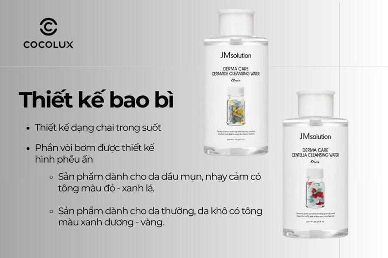 Thiết kế bao b&igrave; của Nước Tẩy Trang JMsolution Derma Care Ceramide 500ml
