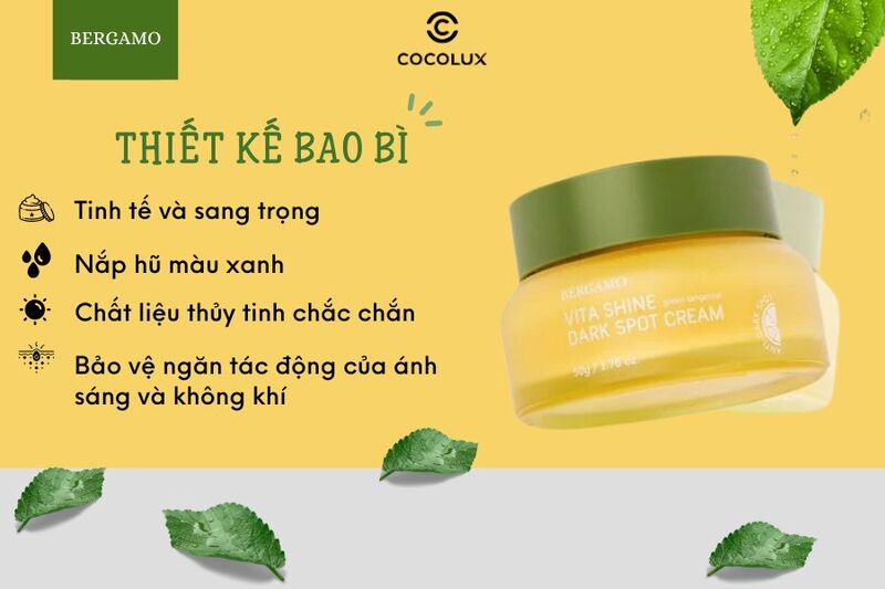 Thiết kế bao b&igrave; của Kem Dưỡng Bergamo Qu&yacute;t Xanh