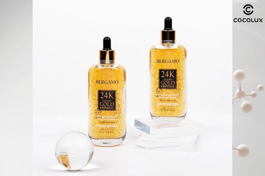 Thiết kế bao bì tinh chất Bergamo vàng 24k luxury gold ampoule