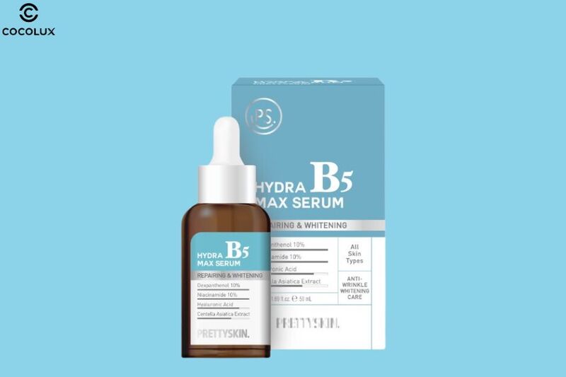 Thiết kế của tinh chất Prettyskin Hydra Max Serum B5 phục hồi, dưỡng trắng da 50ml