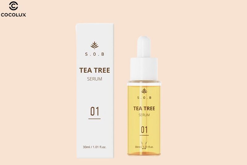 Thiết kế của tinh chất S.O.B Tea Tree Serum làm sáng da và giảm mụn 30ml