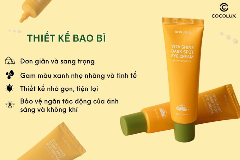 Thiết kế bao b&igrave; của Kem mắt Bergamo Qu&yacute;t Xanh