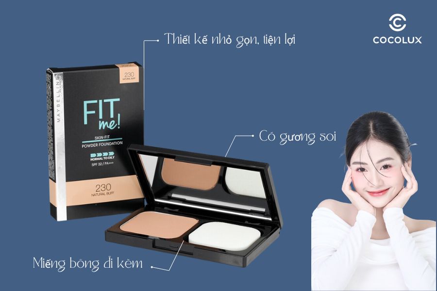 Thiết kế Phấn Nền Maybelline Fit Me Mịn Lì Tệp Màu Da