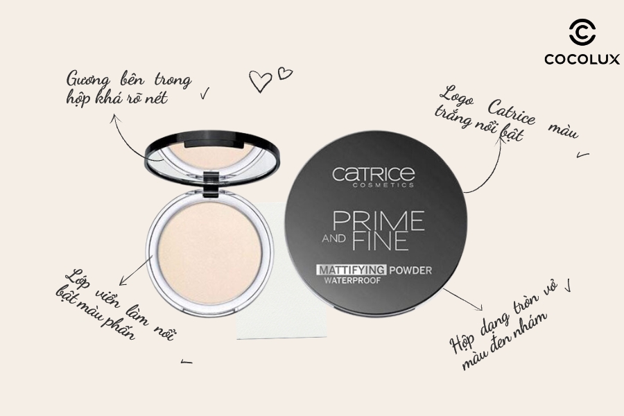 Thiết kế bao b&igrave; phấn phủ Catrice Prime And Fine Mattifying Powder Waterproof