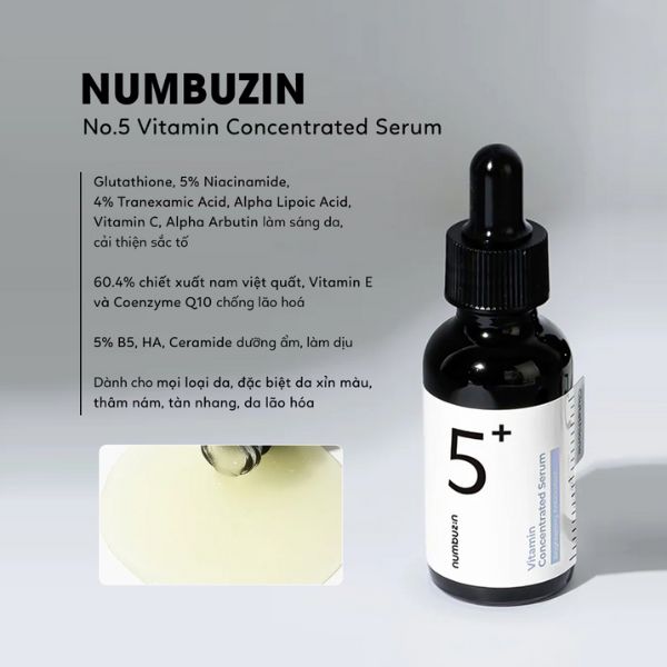 Tinh Chất Numbuzin No.5+ Vitamin Concentrated 30ml