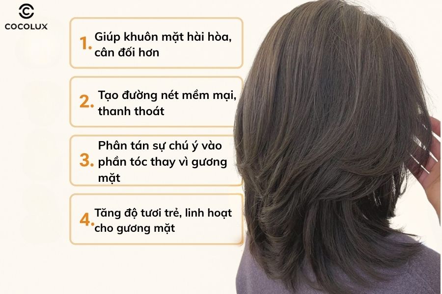 Tóc layer là lựa chọn lý tưởng giúp nàng mặt dài cân đối gương mặt, tăng độ mềm mại và thu hút ánh nhìn