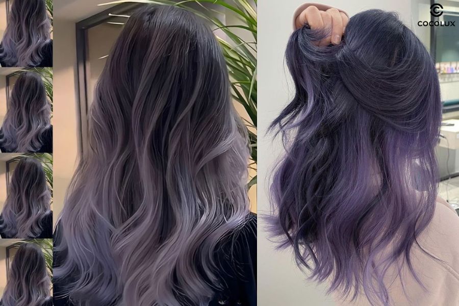 Highlight xanh trên nền tím đen mang đến nét nổi bật cá tính đầy mới mẻ