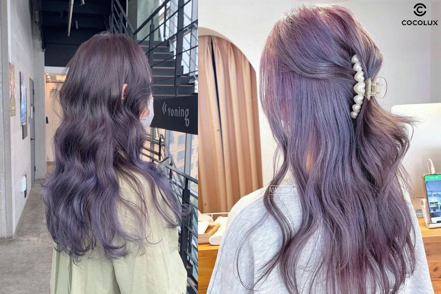 Mái tóc màu tím đen nâu giúp tôn da và dễ dàng phối hợp với nhiều phong cách makeup