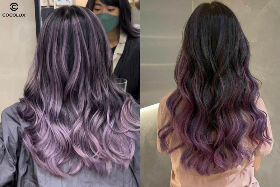 Hiệu ứng ombre giúp màu tím đen trở nên thời thượng và cuốn hút hơn