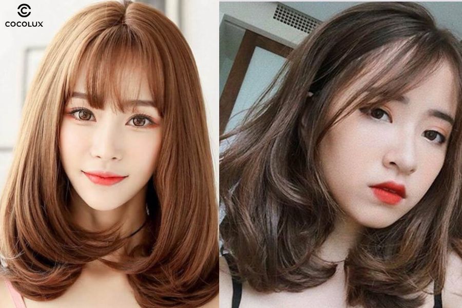 Kiểu tóc chữ C uốn cụp vào mặt giúp tôn nét nữ tính và dễ phối với nhiều kiểu mái khác nhau