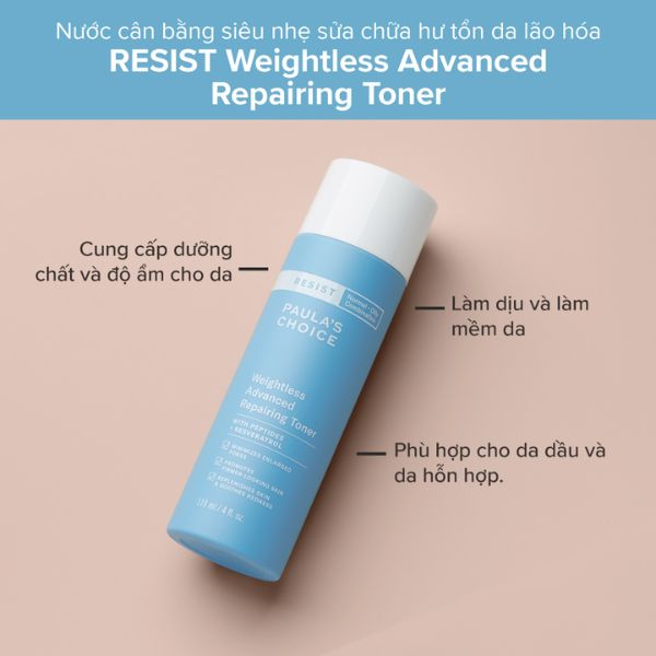 Toner Paula's Choice Resist Weightless Advanced Repairing Toner Cho Da Dầu Và Lão Hóa