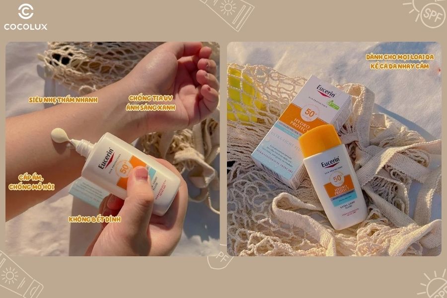 Trải nghiệm sử dụng kem chống nắng Eucerin Hydro Protect Ultra Light Fluid SPF 50+