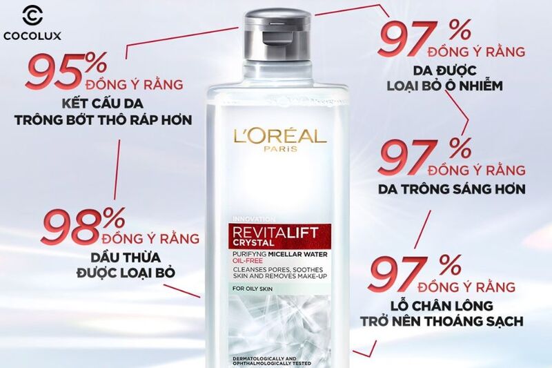 Trải nghiệm sử dụng nước tẩy trang L’Oreal Revitalift Crystal đa năng 3in1 kiềm dầu 