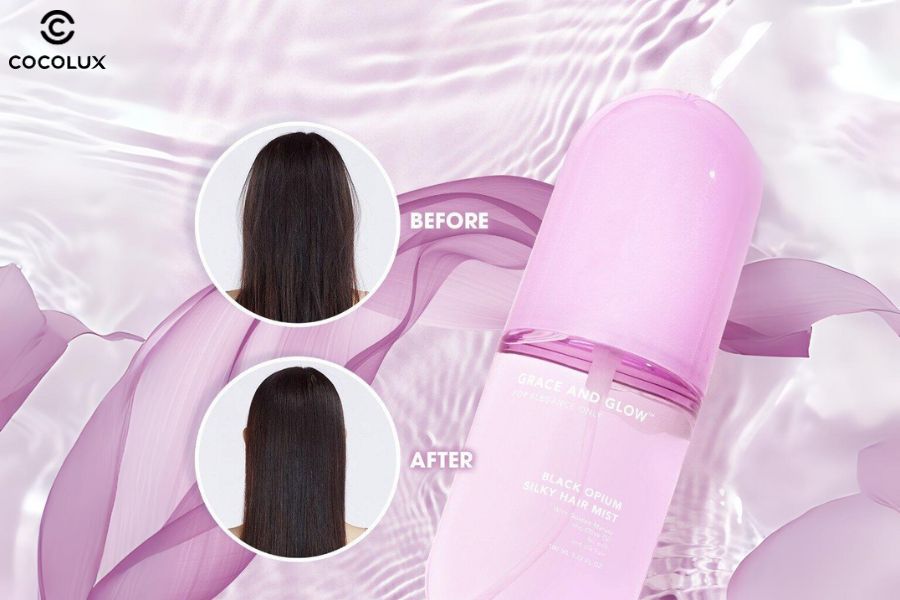 Trải nghiệm sử dụng xịt dưỡng t&oacute;c Grace And Glow Black Opium 100ml