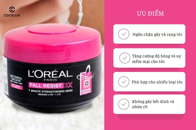 Ưu điểm của Kem Ủ Tóc Loreal Paris Fall Repair 3X Mask Ngăn Gãy Rụng Tóc