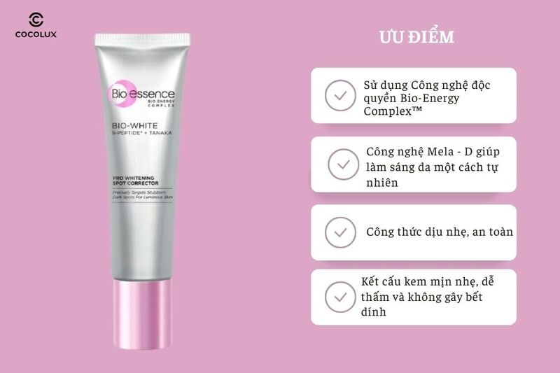 Ưu điểm của Kem Dưỡng Bio-essence Bio-White Pro Whitening Spot Corrector