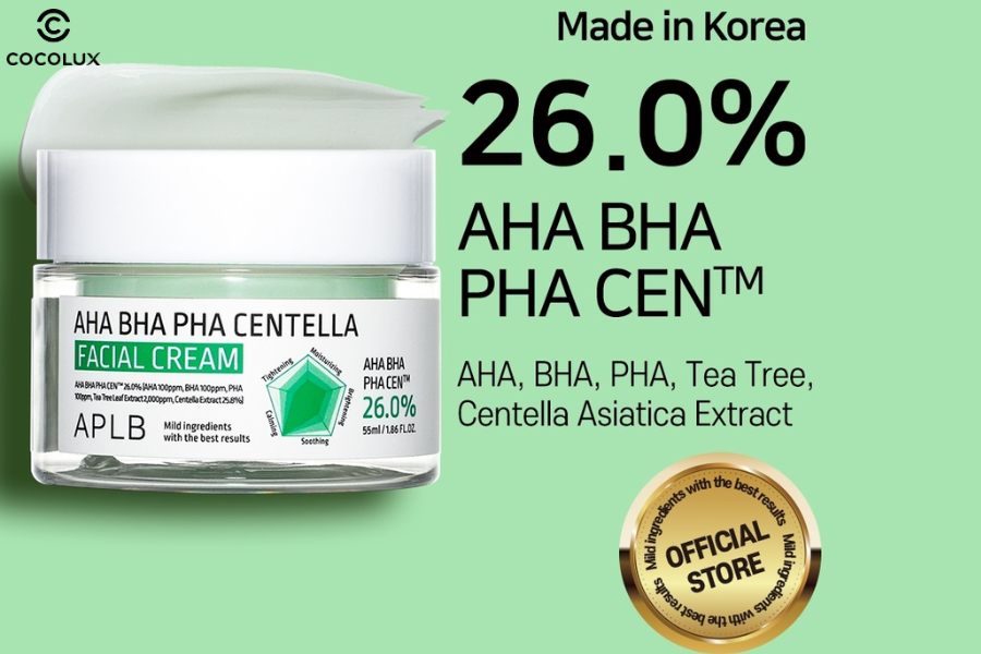 Những ưu điểm vượt trội của kem dưỡng APLB AHA BHA PHA Centella Facial Cream