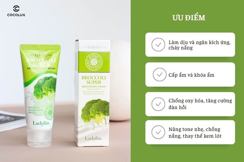 Ưu điểm của Kem Dưỡng Broccoli Super Brightening Cream B&ocirc;ng Cải 60ml