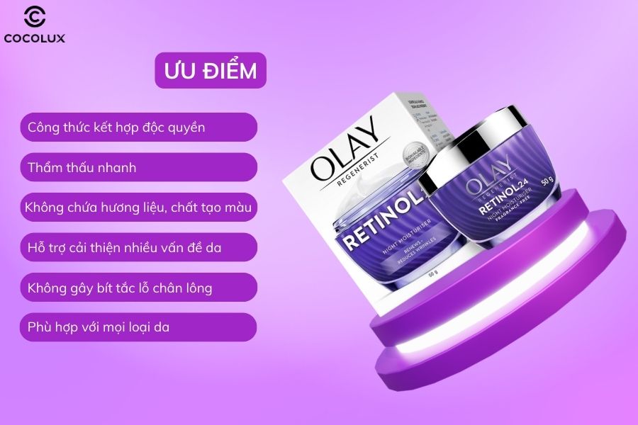 Những ưu điểm vượt trội của kem dưỡng Olay Retinol 24