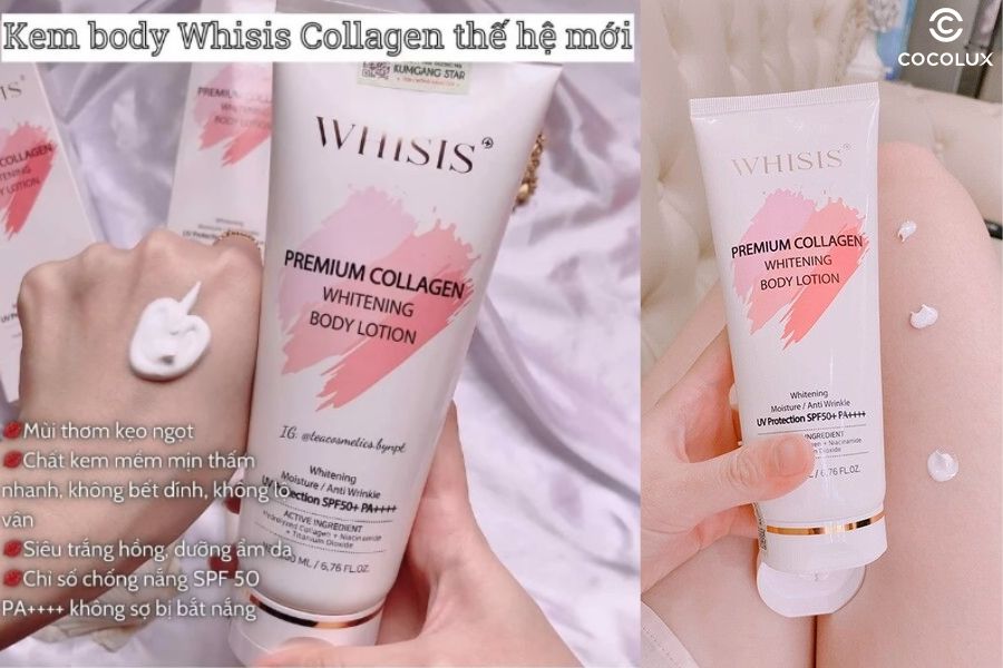 Ưu điểm của Kem Dưỡng Thể Whisis Premium Collagen Whitening Body Lotion