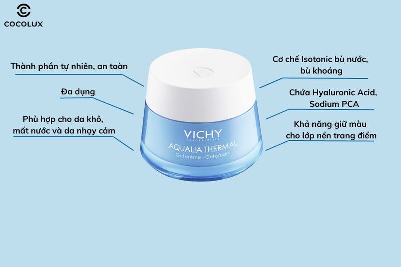 Ưu điểm của kem dưỡng Vichy Aqualia Thermal cấp ẩm và cấp nước 50ml