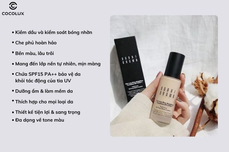 Ưu điểm của kem nền Bobbi Brown Skin Long-Wear Weightless SPF15 PA++