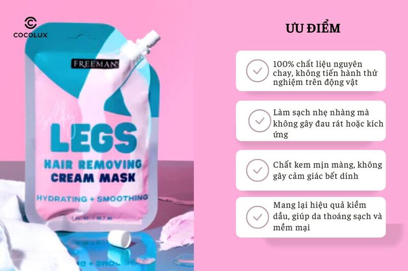  Kem Tẩy Lông Freeman Silky Legs Hair Removing Cream Mask có nhiều ưu điểm nổi bật