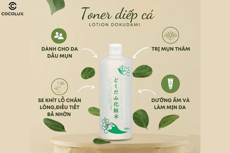 Ưu điểm của nước hoa hồng Dokudami Natural Skin Lotion diếp cá ngăn ngừa mụn