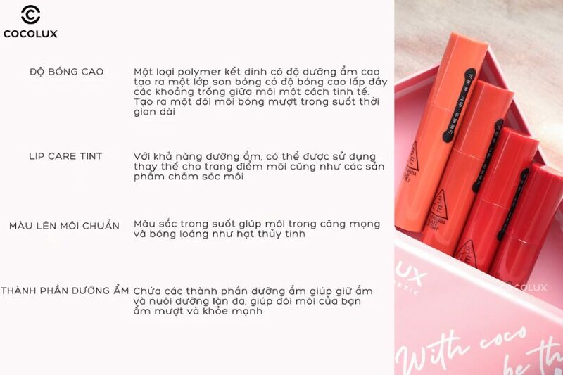 Ưu điểm của son kem 3CE Glaze Lip Tint 