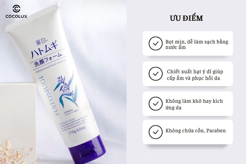 Thiết kế bao bì của Sữa Rửa Mặt Hatomugi Moisturizing & Facial Washing