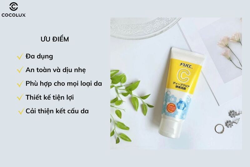 Ưu điểm của sữa rửa mặt Melano CC Deep Clear Enzyme dưỡng s&aacute;ng, sạch s&acirc;u