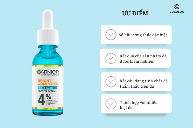 Ưu điểm của Tinh Chất Garnier Bright Complete Anti-Acne Booster Serum&nbsp;