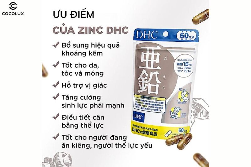 Ưu điểm của viên uống kẽm DHC