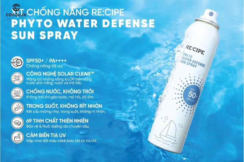 Ưu điểm của Xịt Chống Nắng Re:cipe Phyto Water Defense Sun Spray