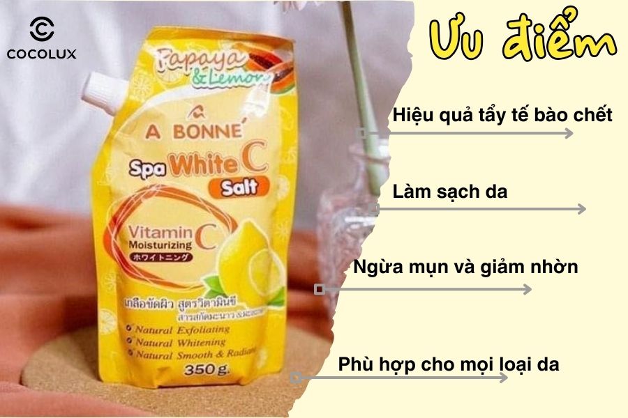 Ưu điểm của Muối Tắm A Bonne Tẩy Tế Bào Chết Thái Lan Chanh