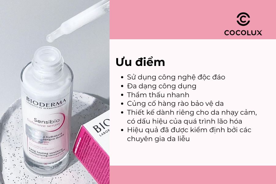 Ưu điểm của Serum Bioderma Sensibio Defensive Dưỡng Ẩm Và Làm Dịu Da Nhạy Cảm 30ml