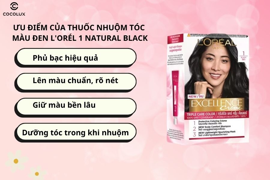Những ưu điểm vượt trội của thuốc nhuộm t&oacute;c m&agrave;u đen L'Or&eacute;al 1 Natural Black